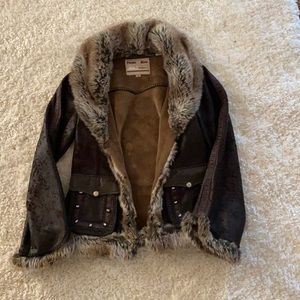 Faux fur and leather jacket